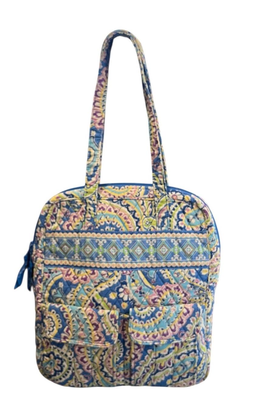 Capri Blue Paisley Vera Bradley Retired Tall Zip Computer Bag Travel Spring